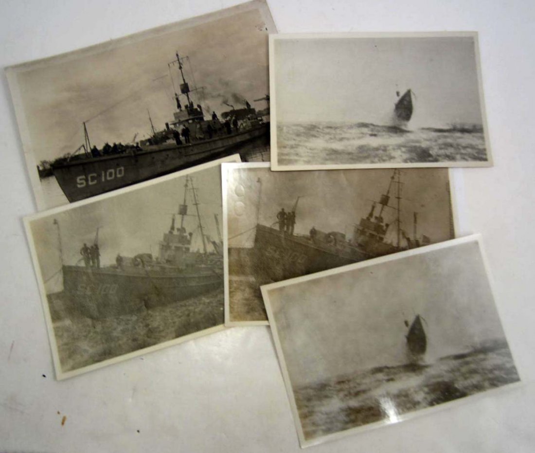 LOT OF 5 VINTAGE WW1 SUBMARINE CHASER SC100 BOAT SHIP: Largest Approx. 8.5" x 6.25"