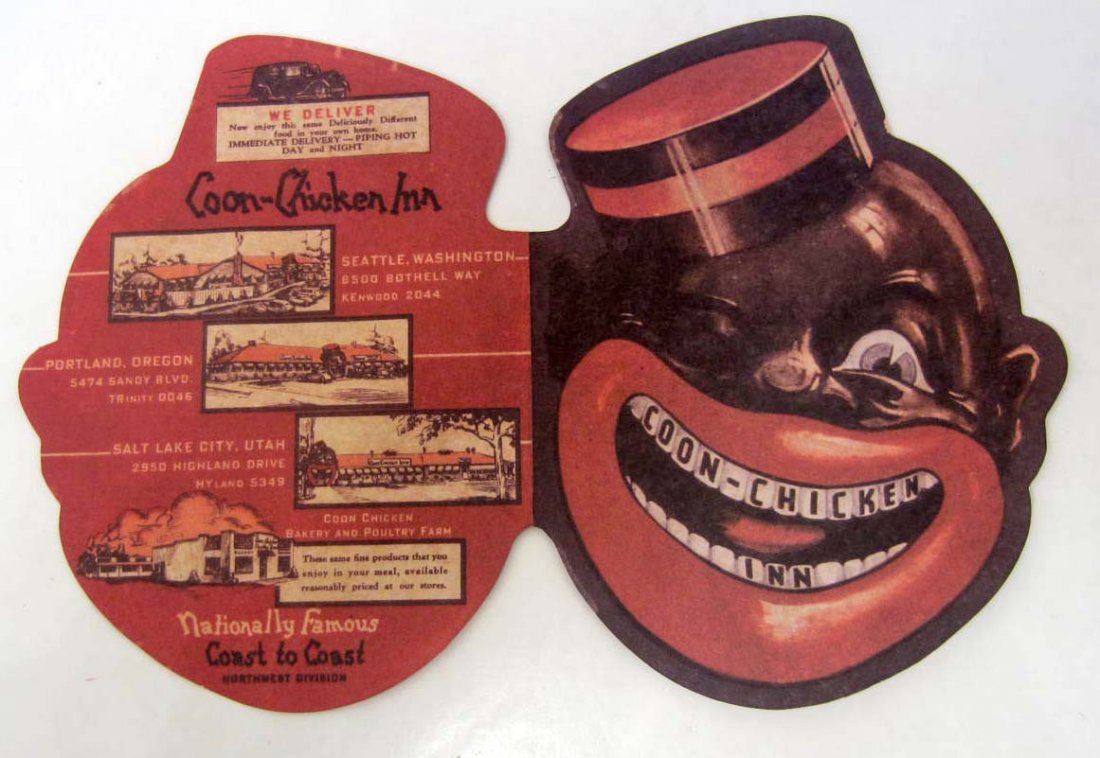 BLACK AMERICANA COON CHICKEN INN MENU: approx : 8 x 5.5 inches