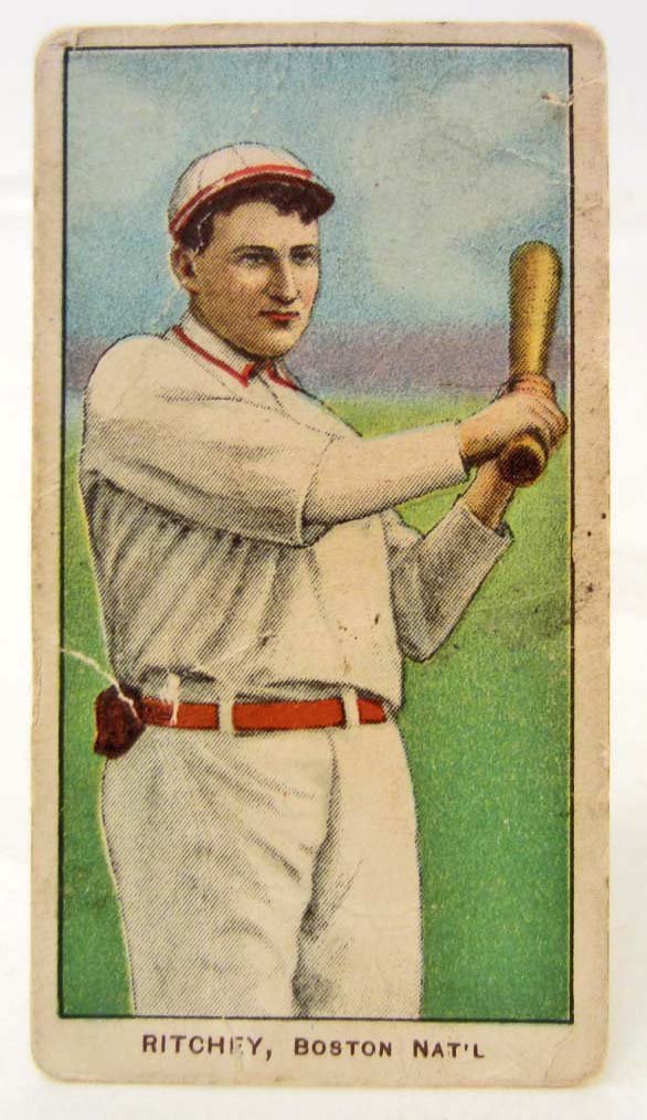 1909-1911 T206 BASEBALL CARD - CLAUDE RITCHEY: RC Boston Nationals Piedmont Blue Cigarette Back