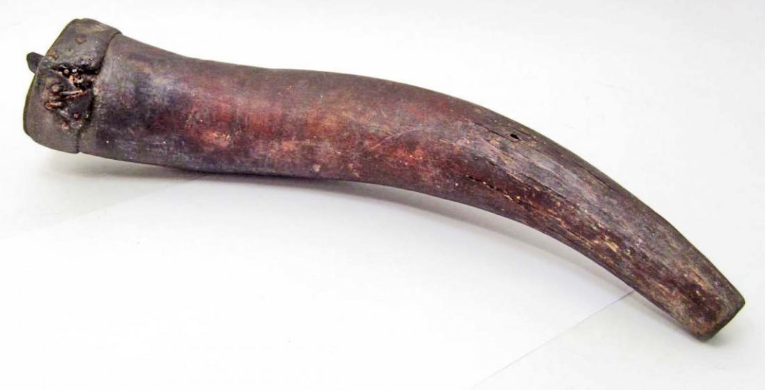 REVOLUTIONARY WAR ERA OX HORN GREASE HOLDER: For Artillery or Wagon Grease. Approx. 15" long