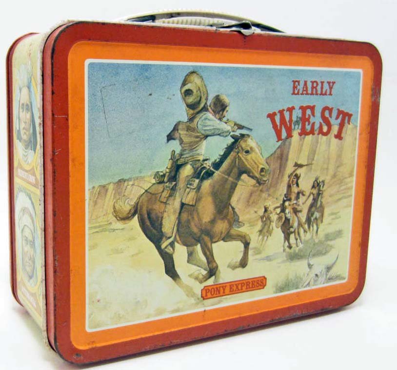 1982 EARLY WEST PONY EXPRESS METAL LUNCH BOX - OHIO ART: N/A