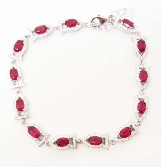 STERLING SILVER RUBY BRACELET: N/A