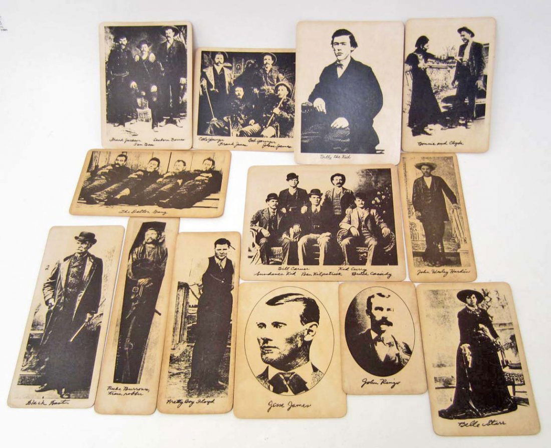 LOT OF 13 OUTLAW PHOTO PRINT: inc. bonnie & clyde, jesse james, billy the kid, pretty boy floyd, and more.
