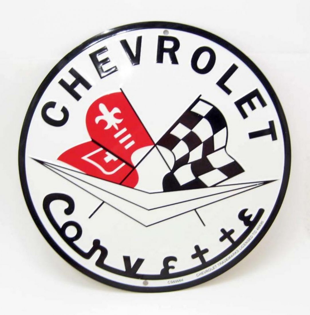 CHEVROLET CORVETTE ROUND METAL SIGN: N/A