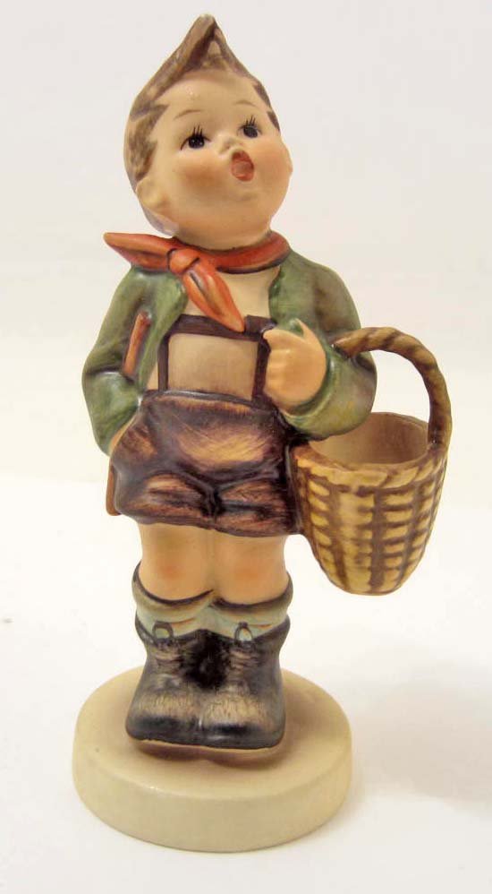 VINTAGE HUMMEL FIGURINE - VILLAGE BOY W/ BASKET
