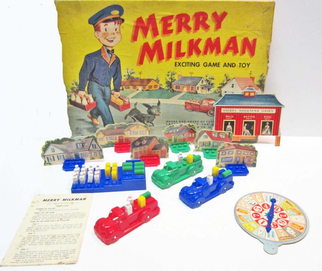 C. 1950S MERRY MILKMAN GAME & TOY IN ORIGINAL BOX: Appears complete. By Hasbro Inc.
