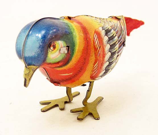 VINTAGE TIN LITHO KOHLER GERMANY WIND-UP BIRD TOY: Approx. 3" long. Missing Wind-up Key