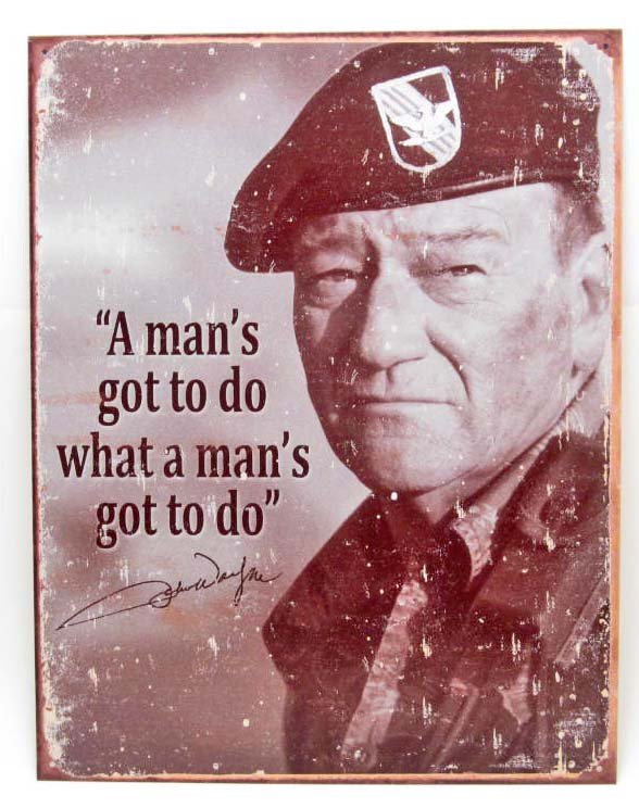 THE DUKE JOHN WAYNE METAL SIGN: approx : 16 x 12 inches