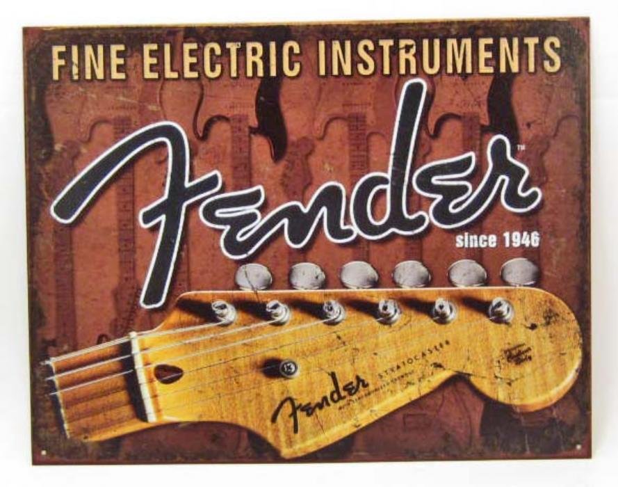 FENDER GUITARS METAL ADVERTISING SIGN: N/A