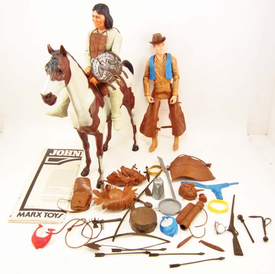 C. 1960S MARX JOHNNY WEST W/ CHIEF CHEROKEE & HORSE: Comes w/ Lots of Accessories.