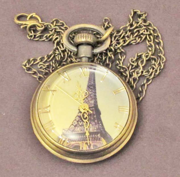 Antique Style Eiffel Tower Quartz Pocket Watch