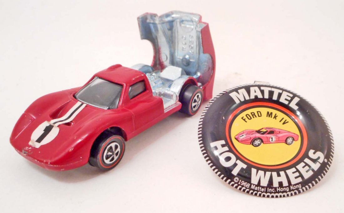 VINTAGE HOT WHEELS RED LINE FORD MK IV RED LOT OF 2: WITH BADGE