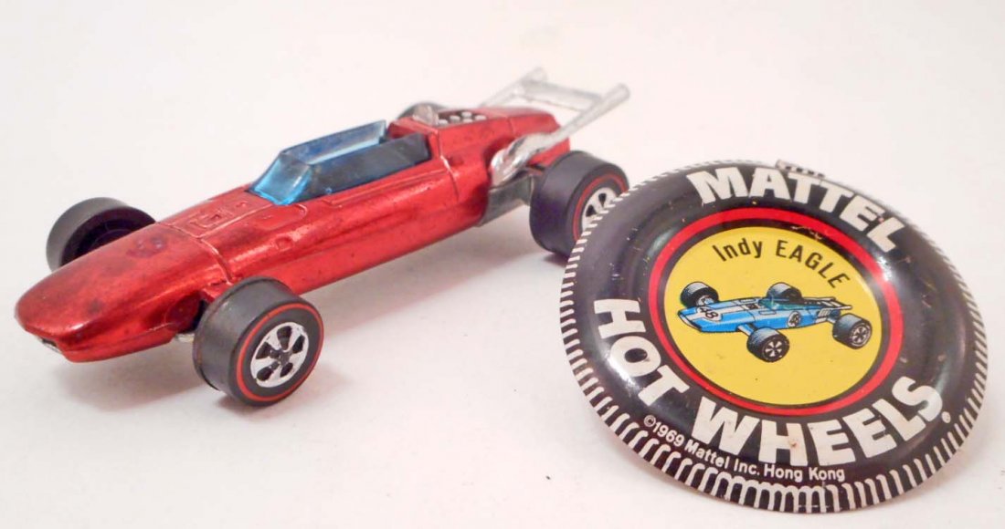 VINTAGE HOT WHEELS RED LINE INDY EAGLE RED LOT O 2: WITH BADGE
