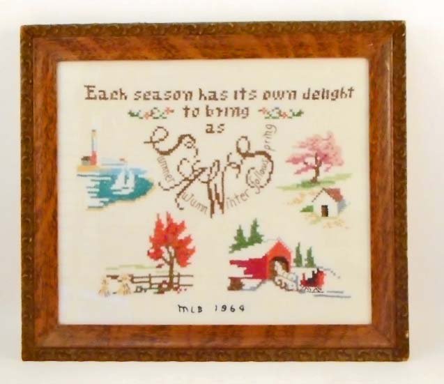 1969 CROSS STITCH SAMPLER - FRAMED (1 of 1)