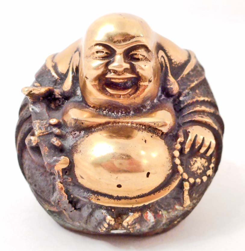 VINTAGE BRASS LAUGHING MI-LE BUDDHA STATUE (1 of 2)