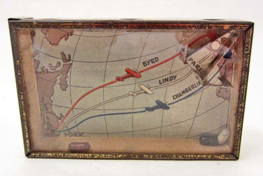RARE C. 1920'S AERO RACE DEXTERITY GAME - CHARLES: Byrd, Chamberlin & Lindy race from New York to Paris.
