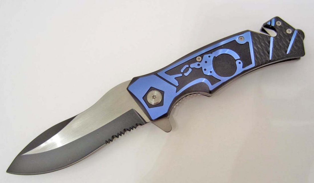 POLICE STYLE SPRING ASSISTED RESCUE KNIFE: n/a