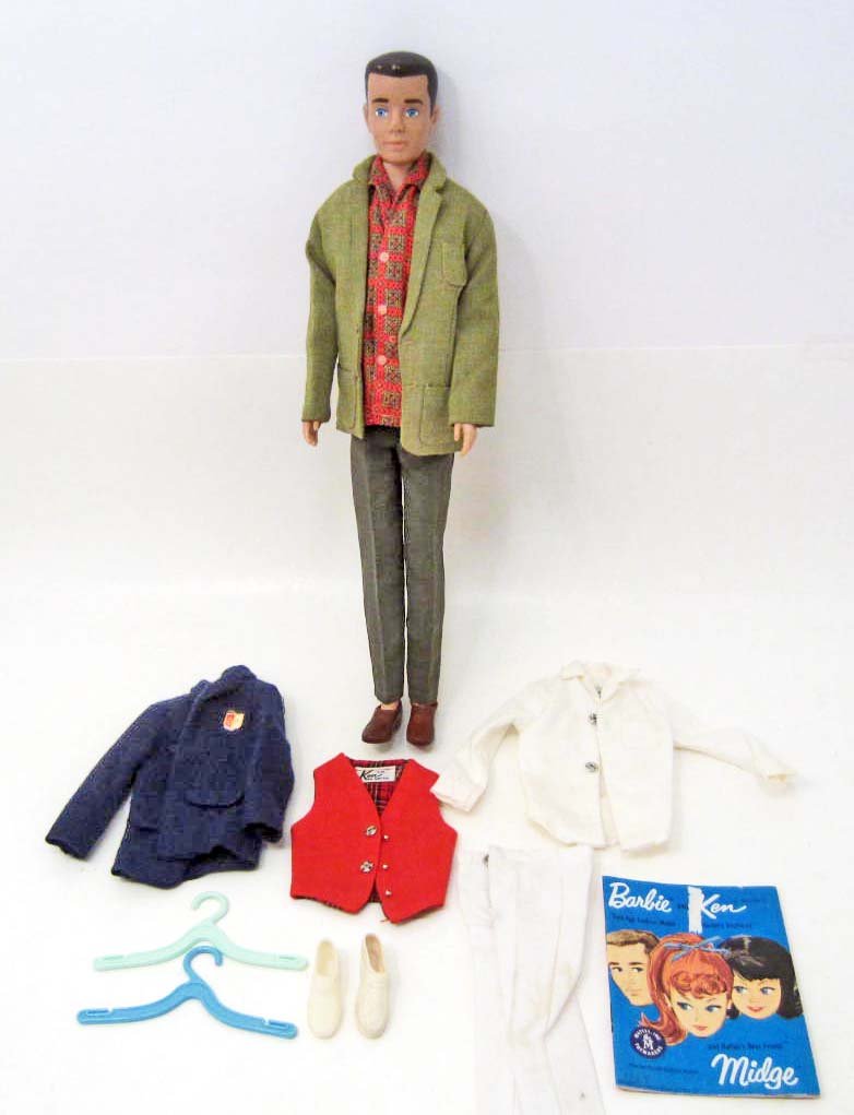 1962 KEN DOLL W/ CLOTHES & ACCESSORIES: N/A