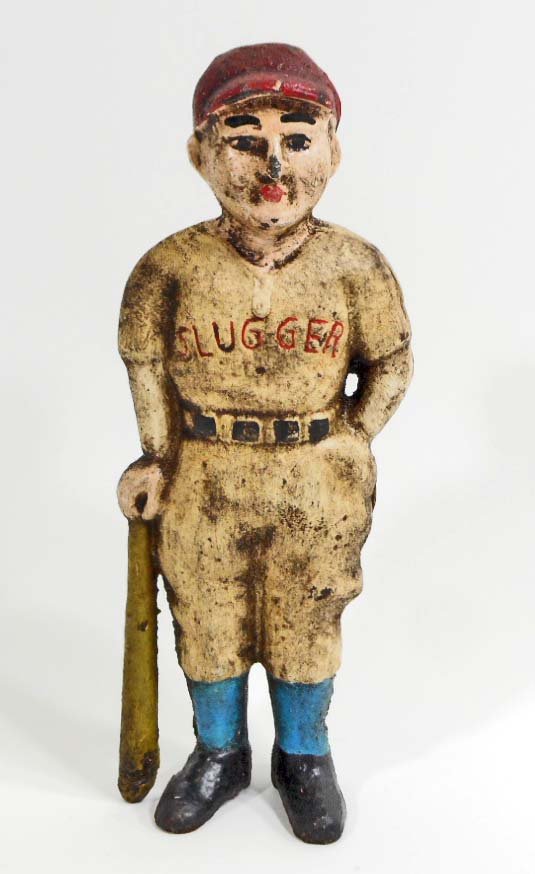 BABE RUTH BASEBALL SLUGGER CAST IRON BANK: Approx. 6.75" tall