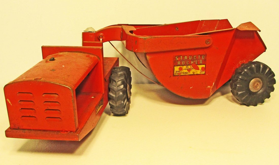 VINTAGE 1950S STRUCTO TOYS RED TRACTOR TRUCK AND ROCKER: Approx. 20.5" long