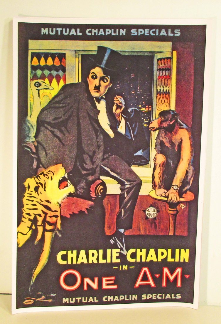 CHARLIE CHAPLIN ONE AM MOVIE POSTER PRINT: Approx. 11" by 17"
