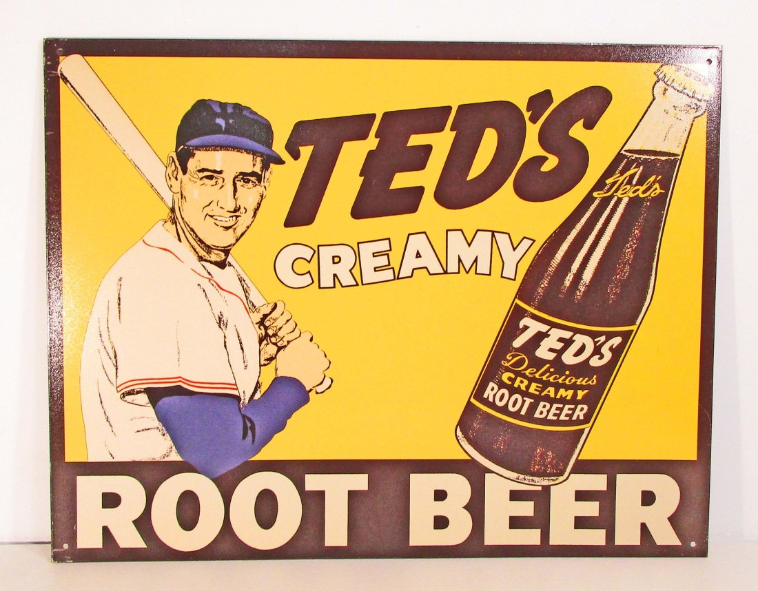 TEDS CREAM ROOT BEER ADVERTISING METAL SIGN: Approx. 16" by 12.5"