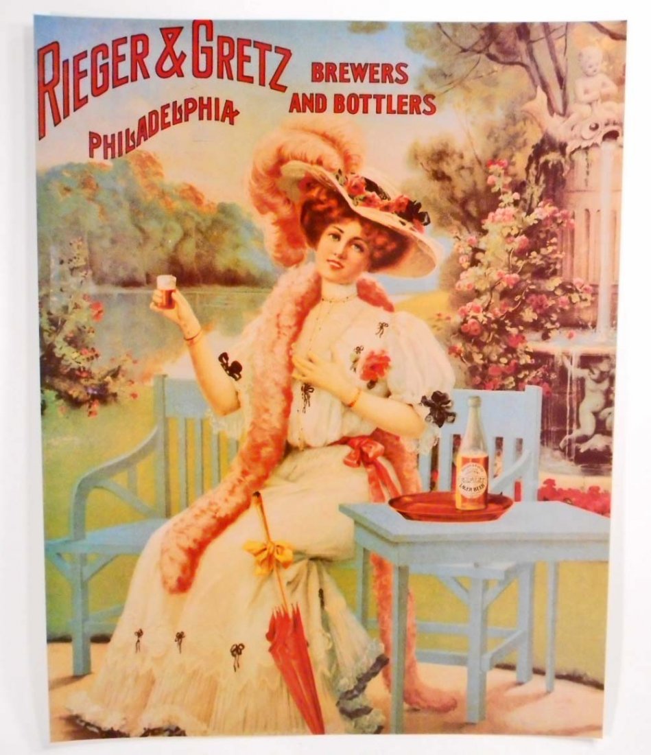 RIEGER & GRETZ BREWERS & BOTTLERS ADVERTISING POSTER: Approx. 11" by 14"