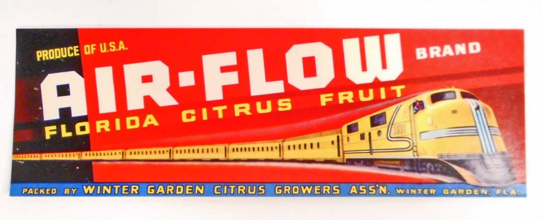VINTAGE AIR-FLOW FLORIDA CITRUS FRUIT LABEL (1 of 1)