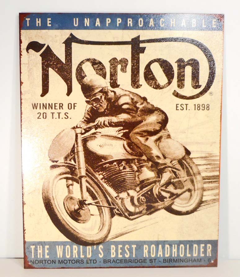 NORTON MOTORCYCLES METAL ADVERTISING SIGN - 12.5X16 (1 of 1)