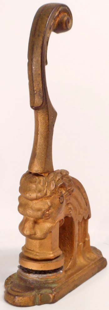 ANTIQUE BRASS NOTARY SEAL STAMPER W/ LION HEADS: n/a