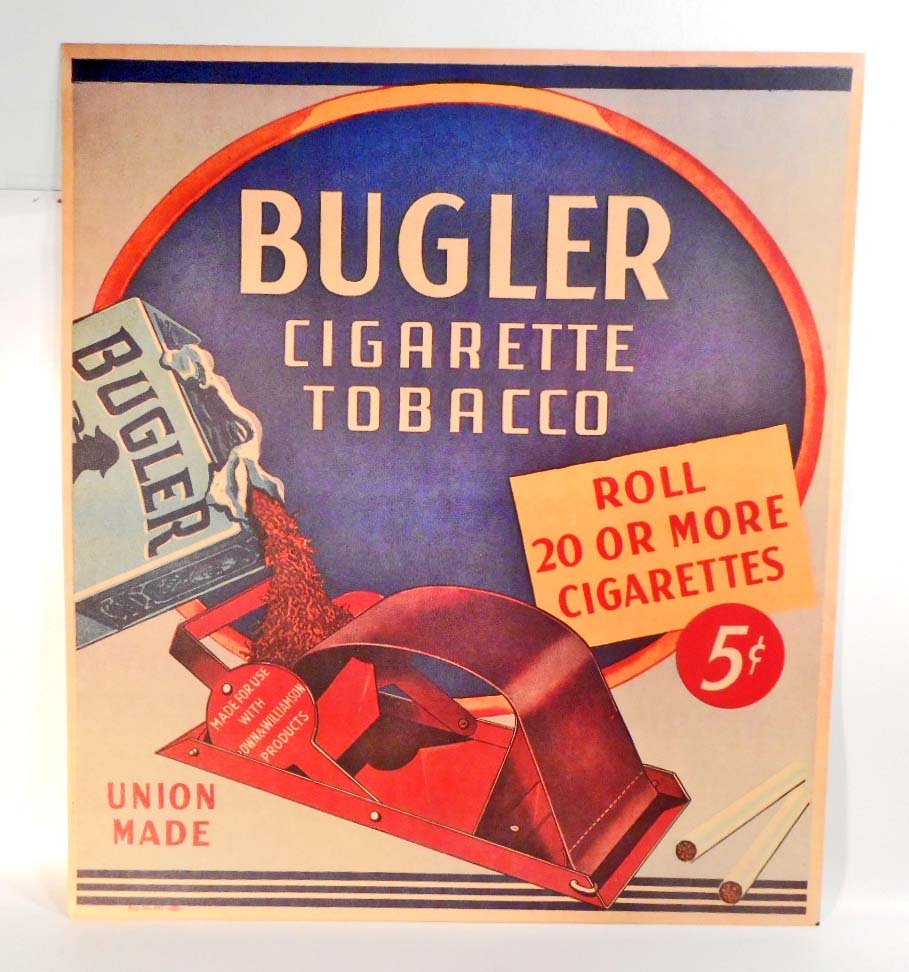 BUGLER CIGARETTE TOBACCO ADVERTISING SIGN - 15"X17": n/a
