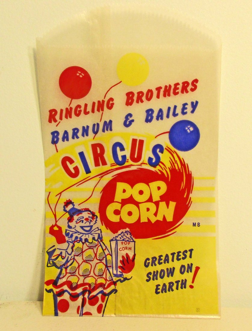 VINTAGE RINGLING BROS CIRCUS POPCORN BAG (1 of 1)