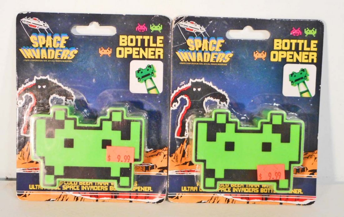 LOT OF 2 NEW SPACE INVADERS BOTTLE OPENERS: n/a