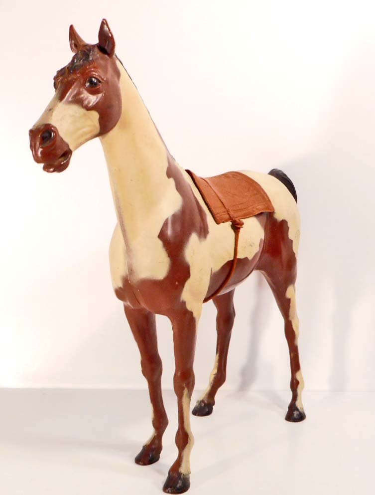 VINTAGE MARX STORM CLOUD PINTO TOY HORSE - JOHNNY WEST (1 of 2)