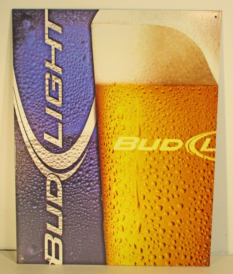 BUD LIGHT ADVERTISING METAL SIGN: Approx. 16" by 12.5"