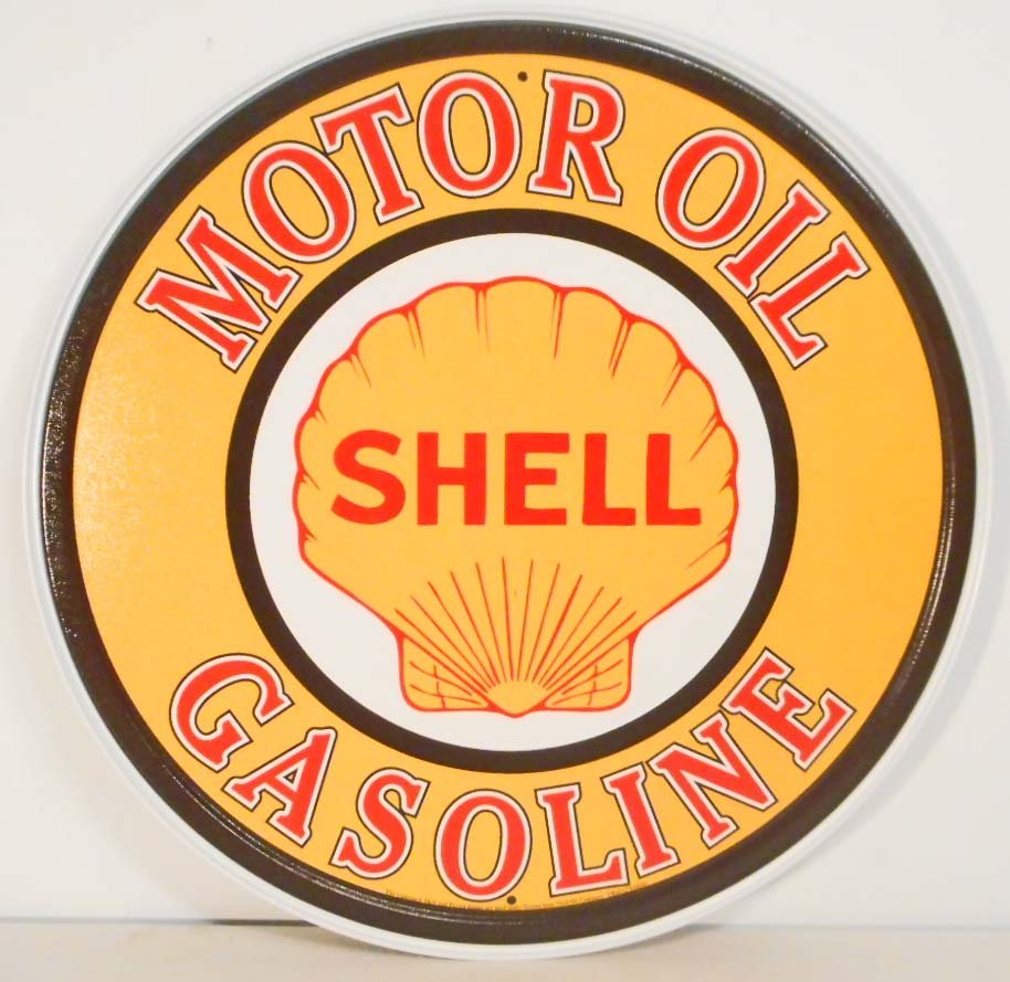 SHELL MOTOR OIL GASOLINE METAL ADVERTISING SIGN - 12" (1 of 1)