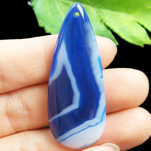 Blue Onyx Agate Teardrop Pendant Bead 49x19x6mm (1 of 1)