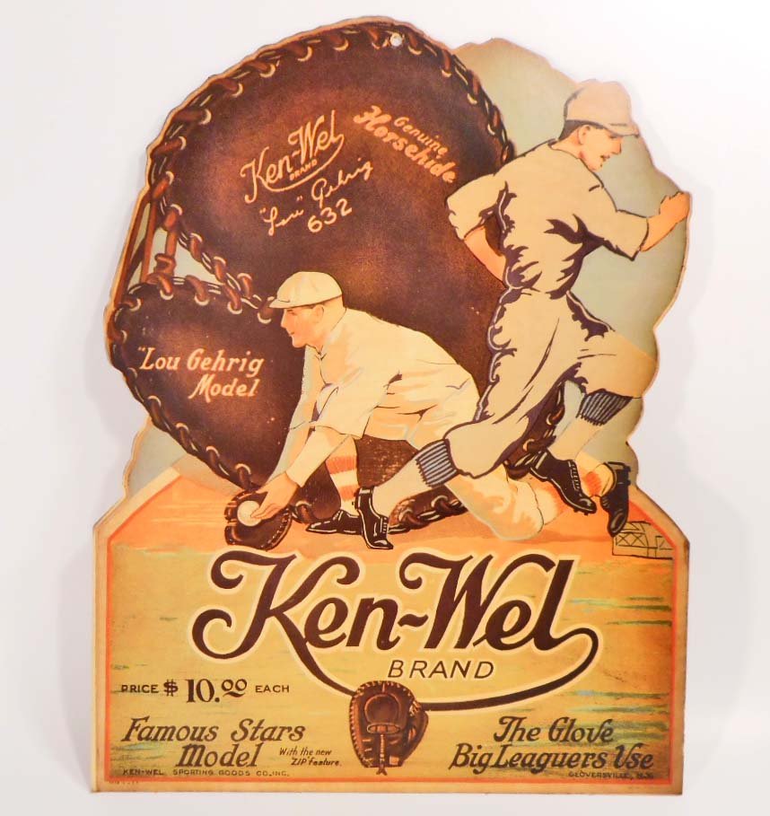 LOU GEHRIG KEN-WEL BRAND BASEBALL GLOVE ADVERTISING: Approx. 11" by 14"