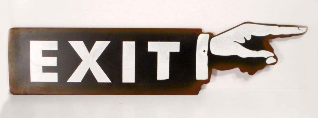 DIE-CUT METAL FINGER POINTING EXIT SIGN (1 of 1)