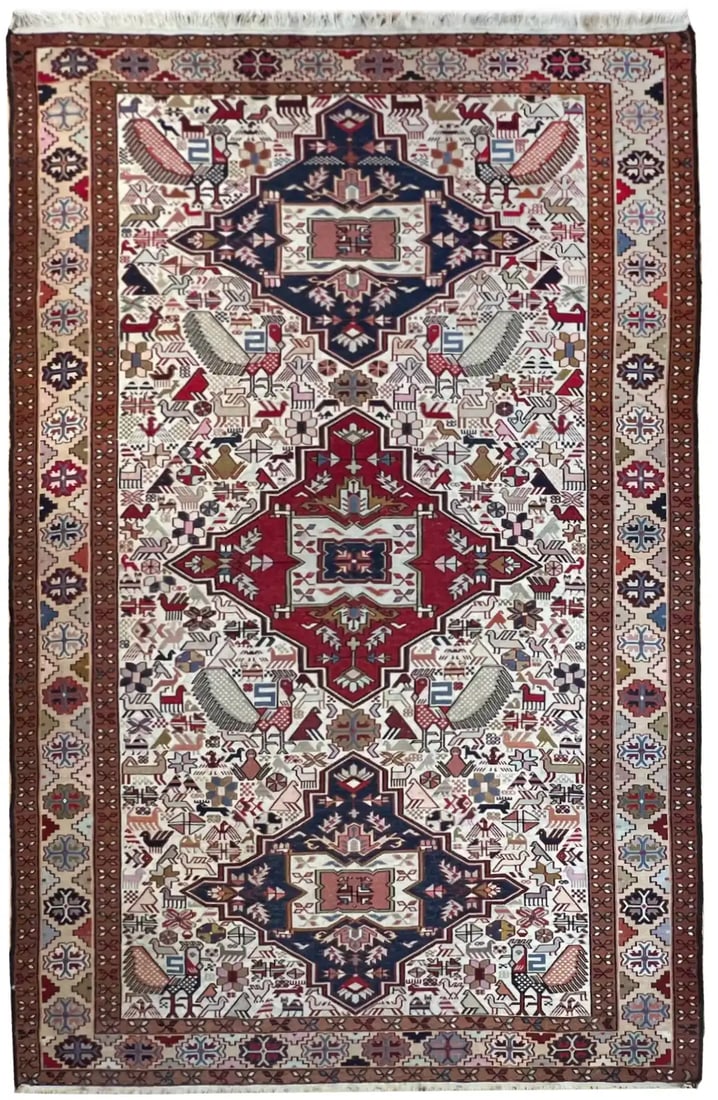 Vintage Caucasian Kazak Style Rug 4 ft x 5 ft 1 in (1.21 m x 1.54 m) (1 of 1)