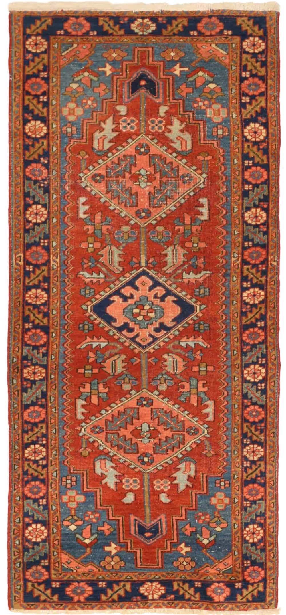 Antique Persian Heriz Rug 3 ft 3 in x 7 ft 0 in (0.99 m x 2.13 m) (1 of 1)