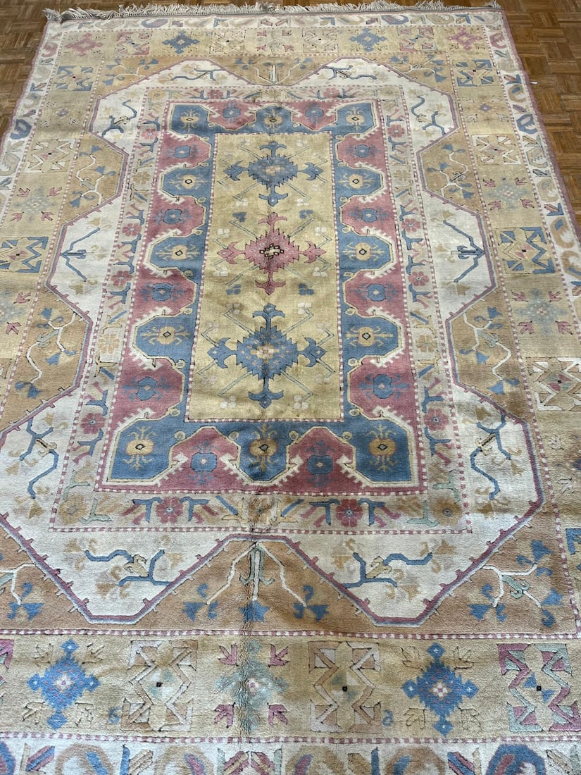 Vintage Turkish Milas Geometric Rug 8 ft 4 in x 11 ft 10 in (2.54 m x 3.61 m) (1 of 4)