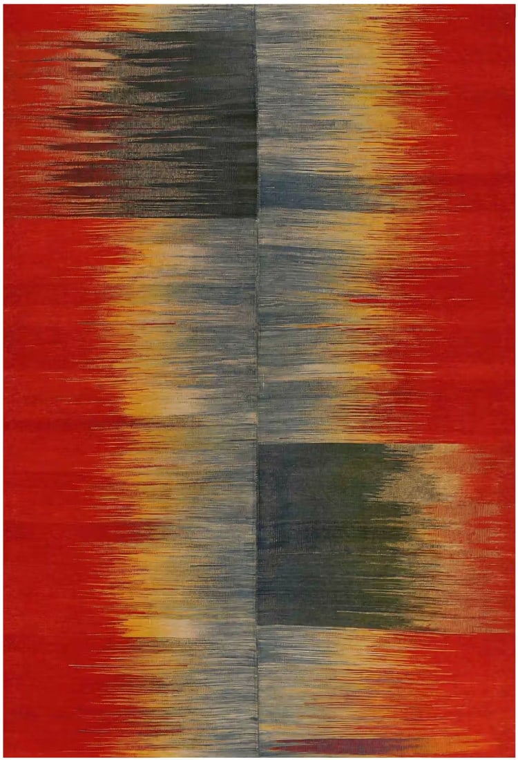 Contemporary Persian Abstract Kilim 4 ft 6 in x 6 ft 4 in (1.37 m x 1.93 m) (1 of 1)