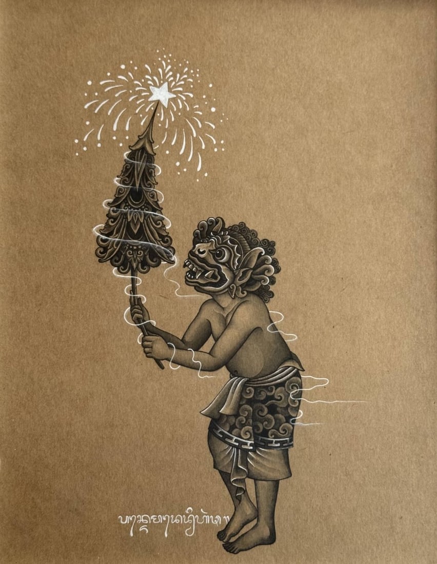 Pande Made Dwi Artha, The Christmas Kayon | Work on brown paper (1 of 1)