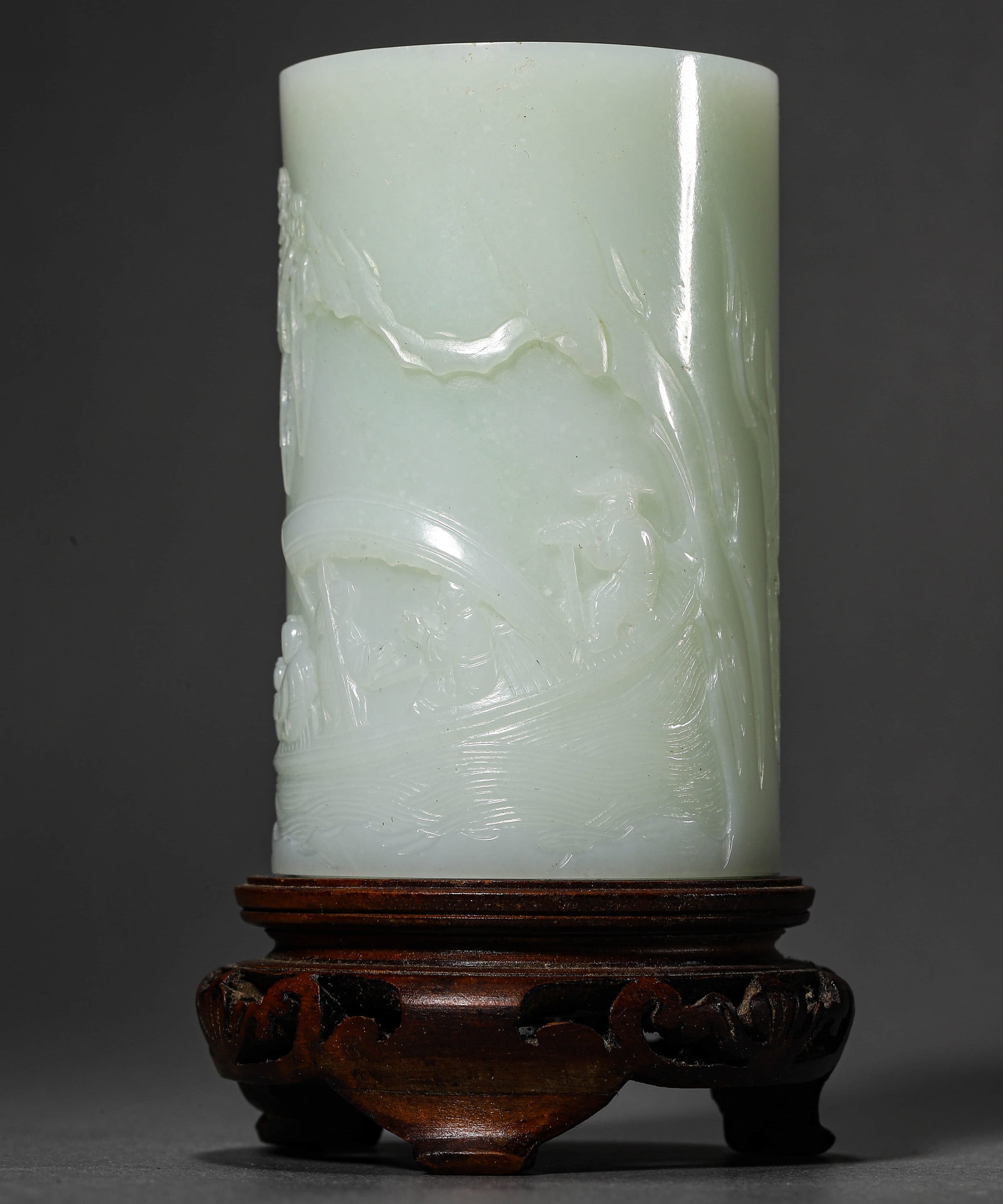 A HETIAN WHITE JADE BRUSH POT - 2
