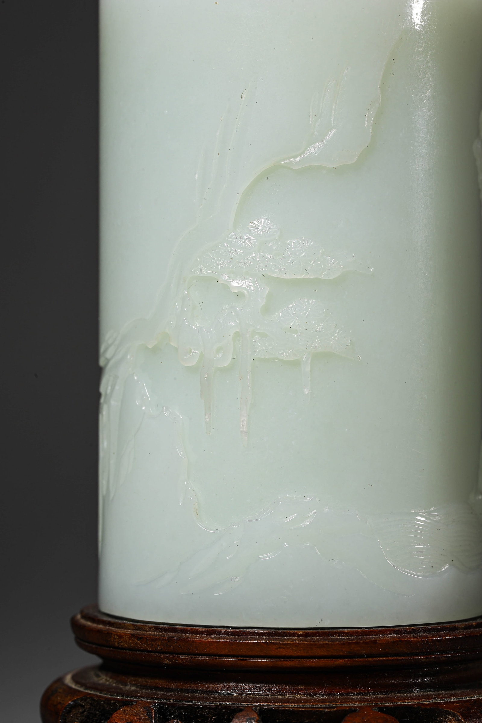 A HETIAN WHITE JADE BRUSH POT - 5