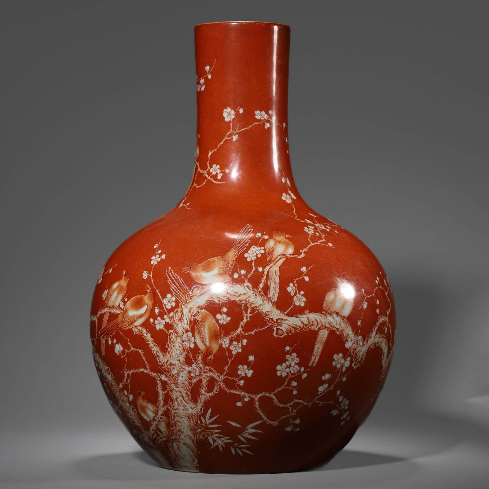 A CORAL-RED-GLAZED GLOBULAR VASE (1 of 9)