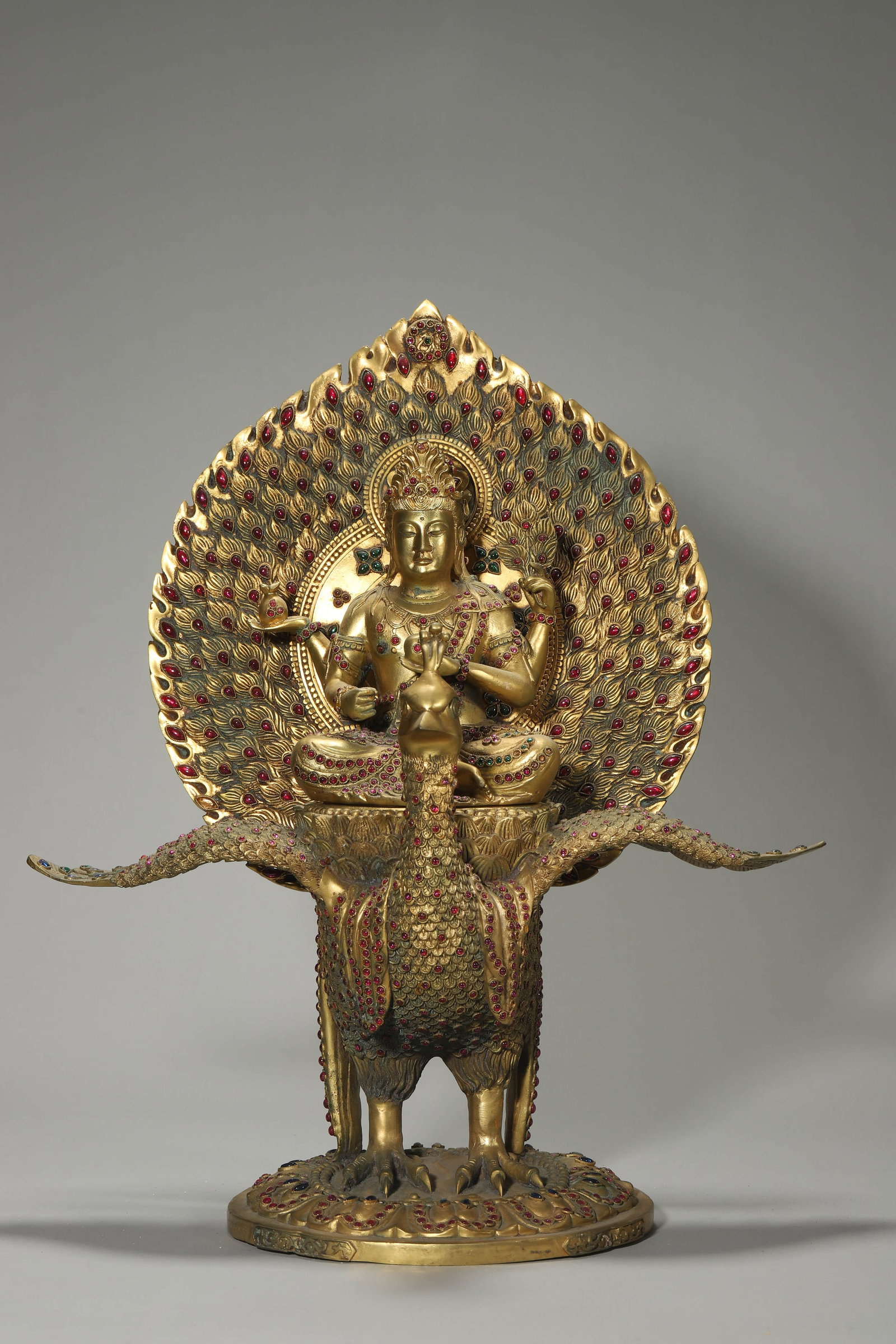 A GILT-BRONZE MAH?MAY?R? FIGURE: A GILT-BRONZE MAH?MAY?R? FIGURE Height: 17 11/16 in. (45 cm)