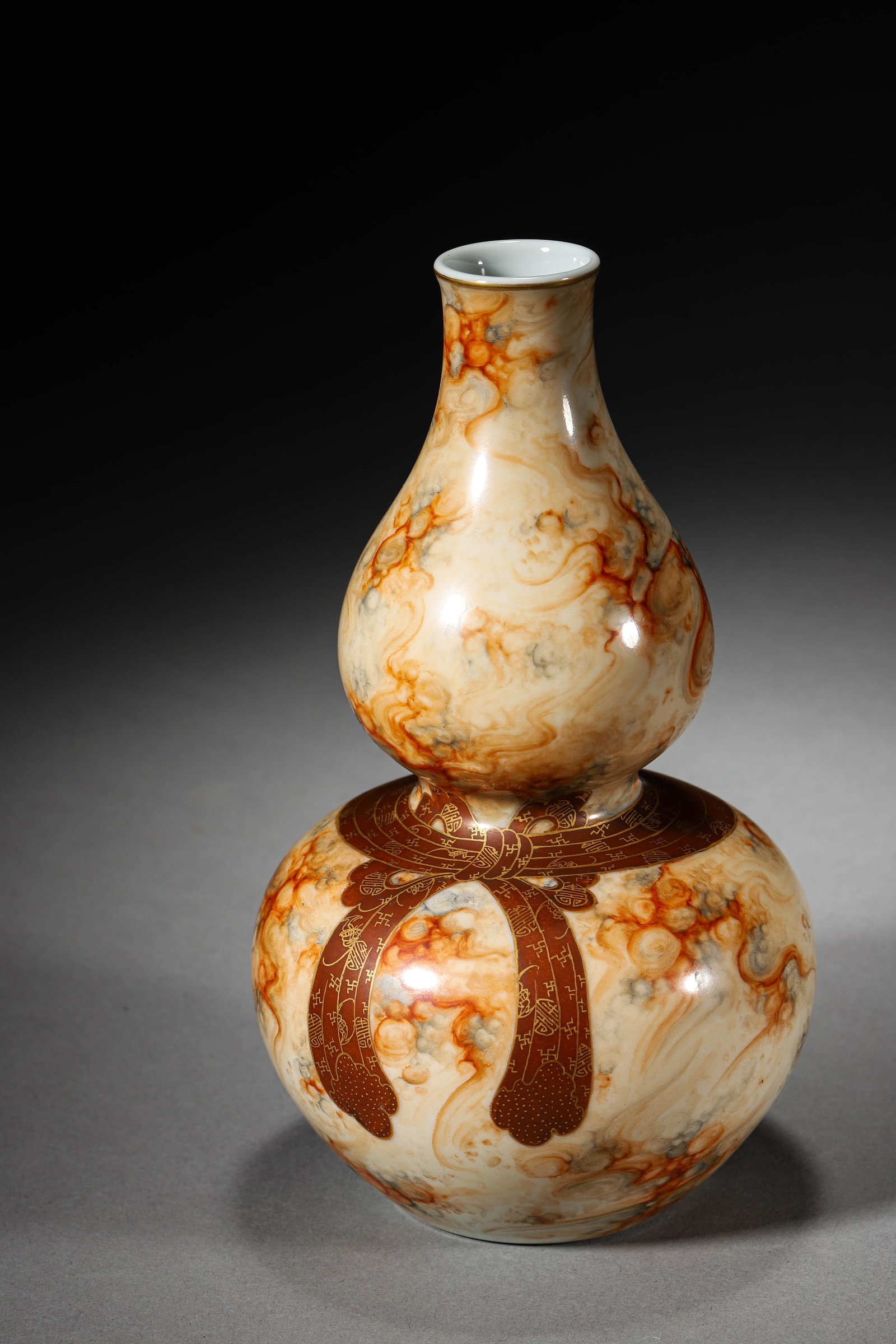 A STONE TYPE-GLAZED DOUBLE-GOURD VASE - 2
