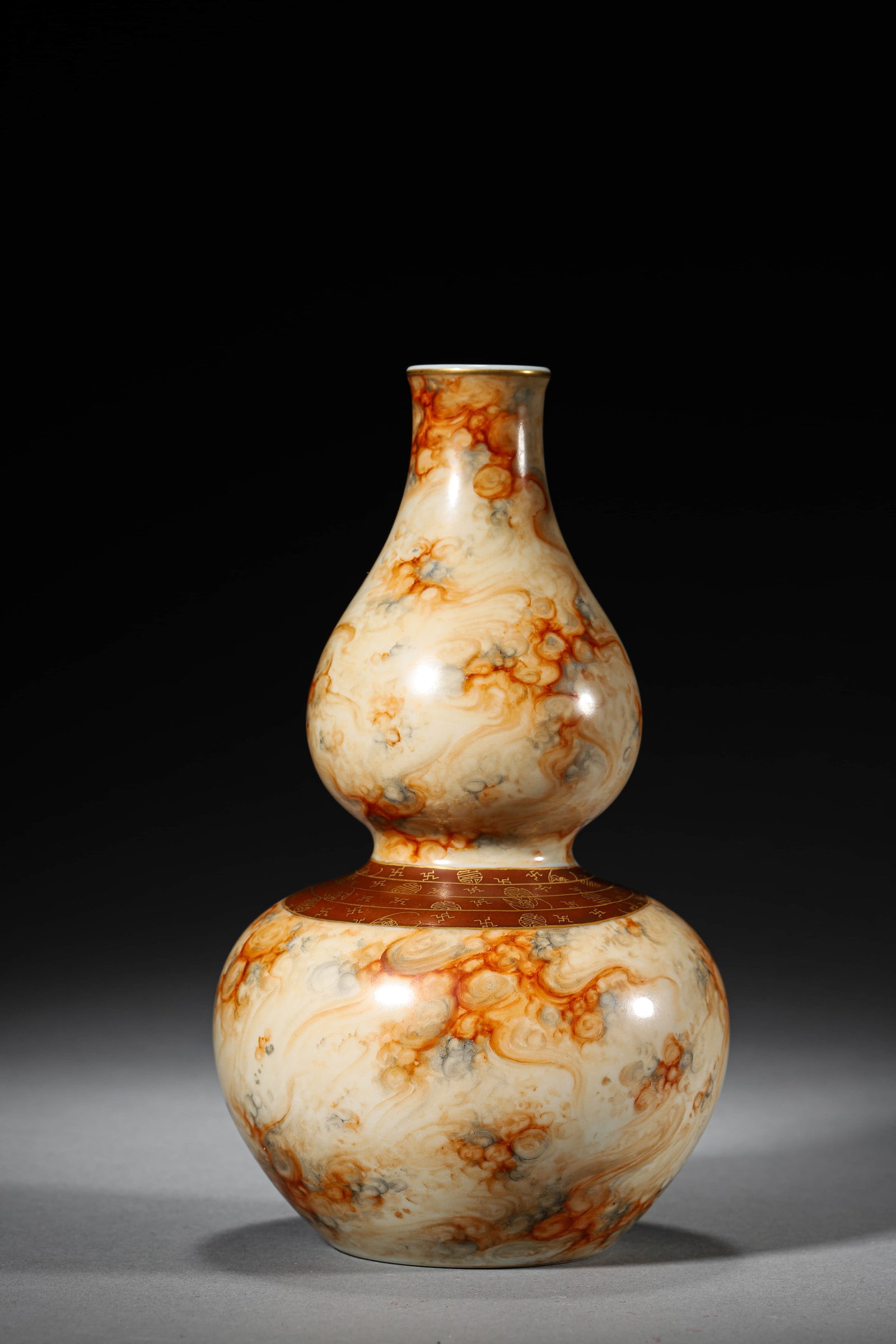 A STONE TYPE-GLAZED DOUBLE-GOURD VASE - 3
